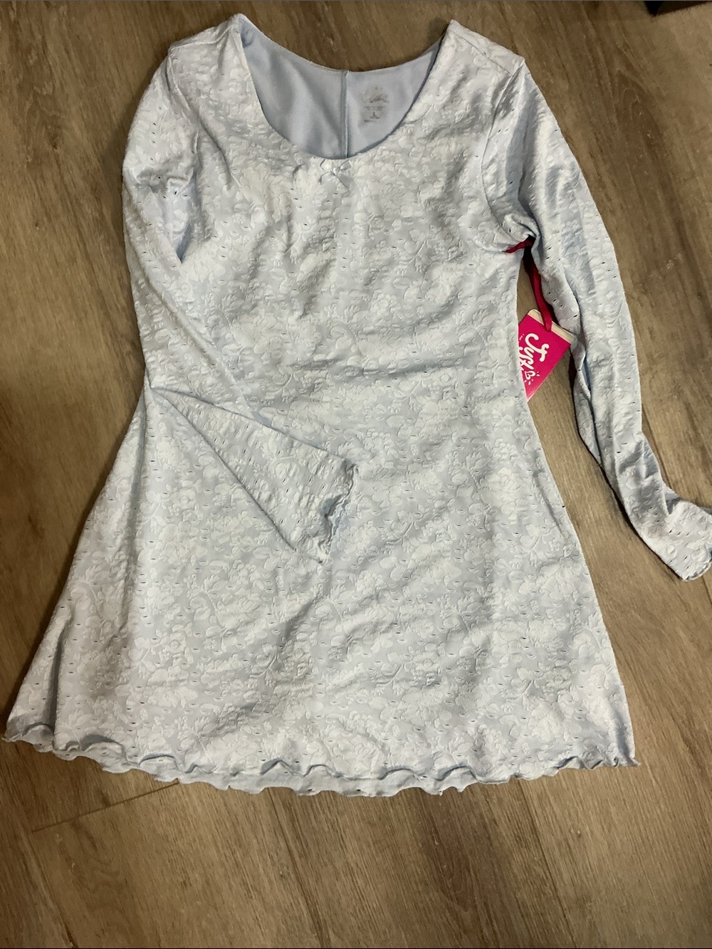 Justice Light Blue Lace Long Sleeve Skater Dress